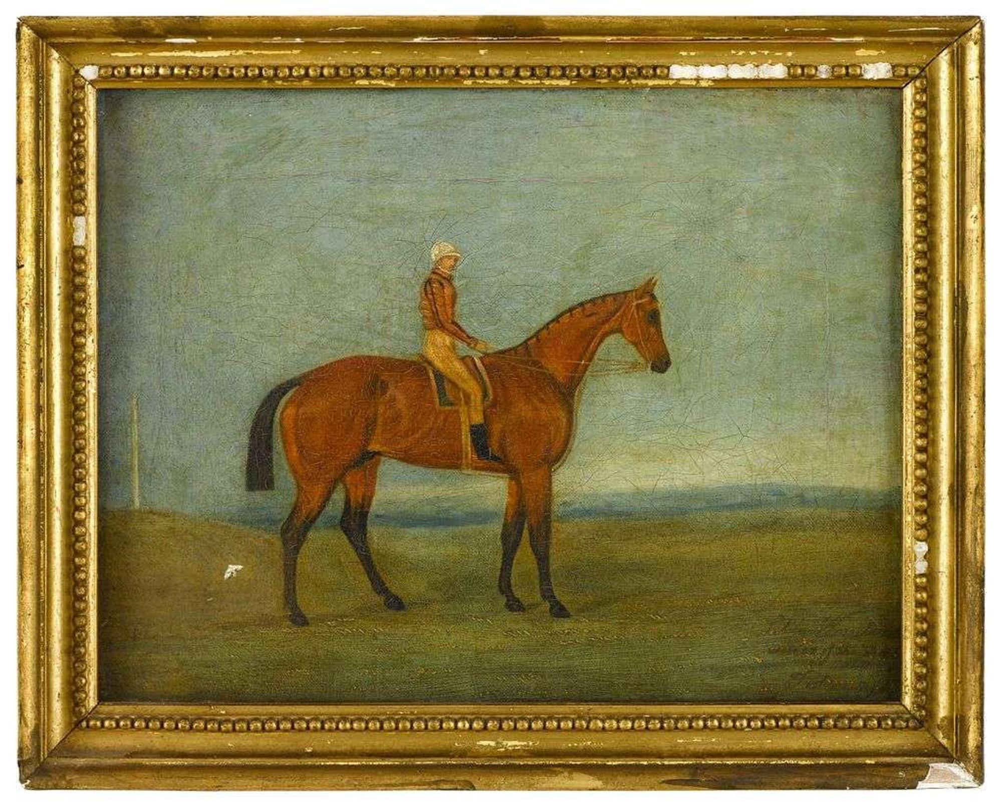 Anglo/American School 19th century two portraits of race horses with jockeys