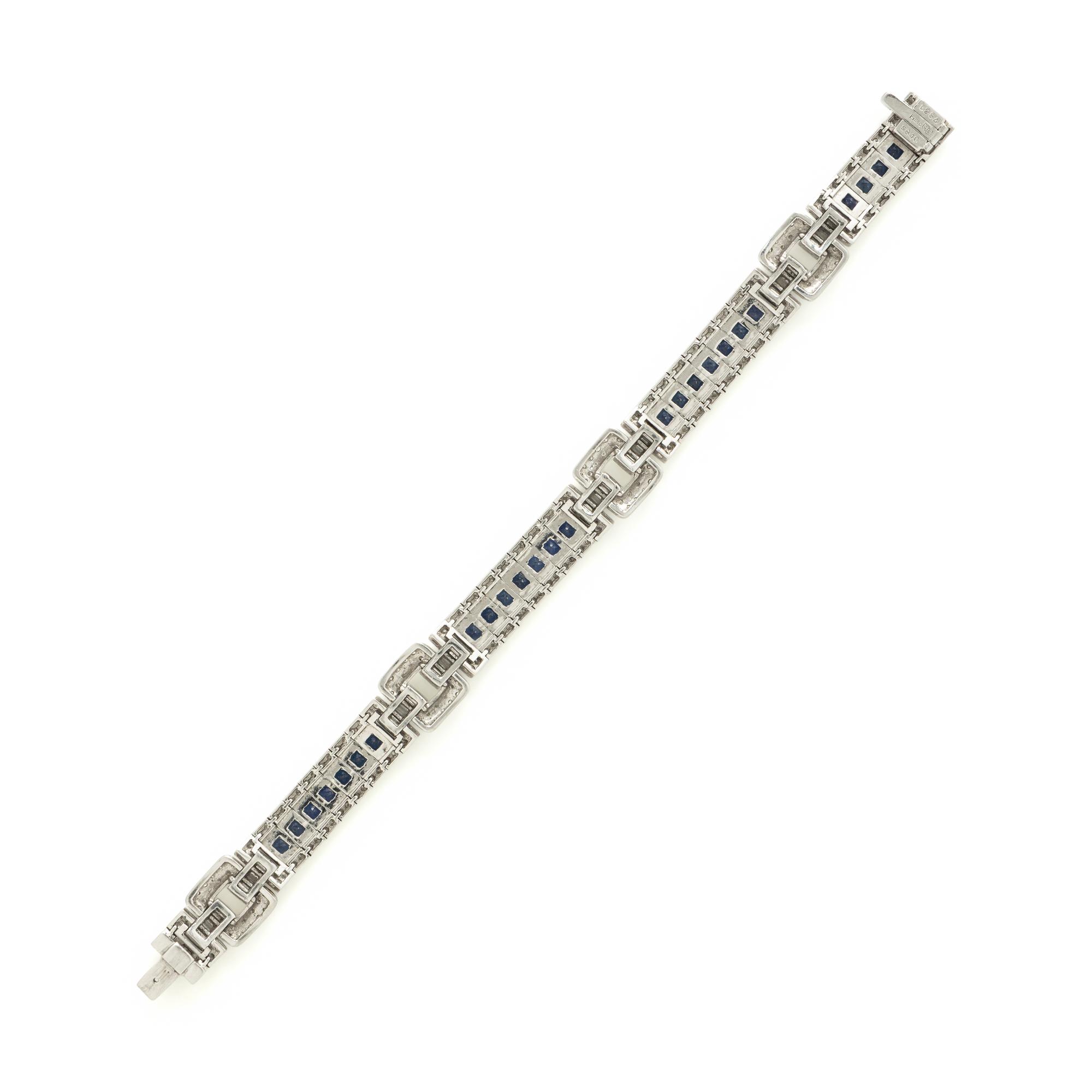 Sapphire, Diamond, and Platinum Bracelet