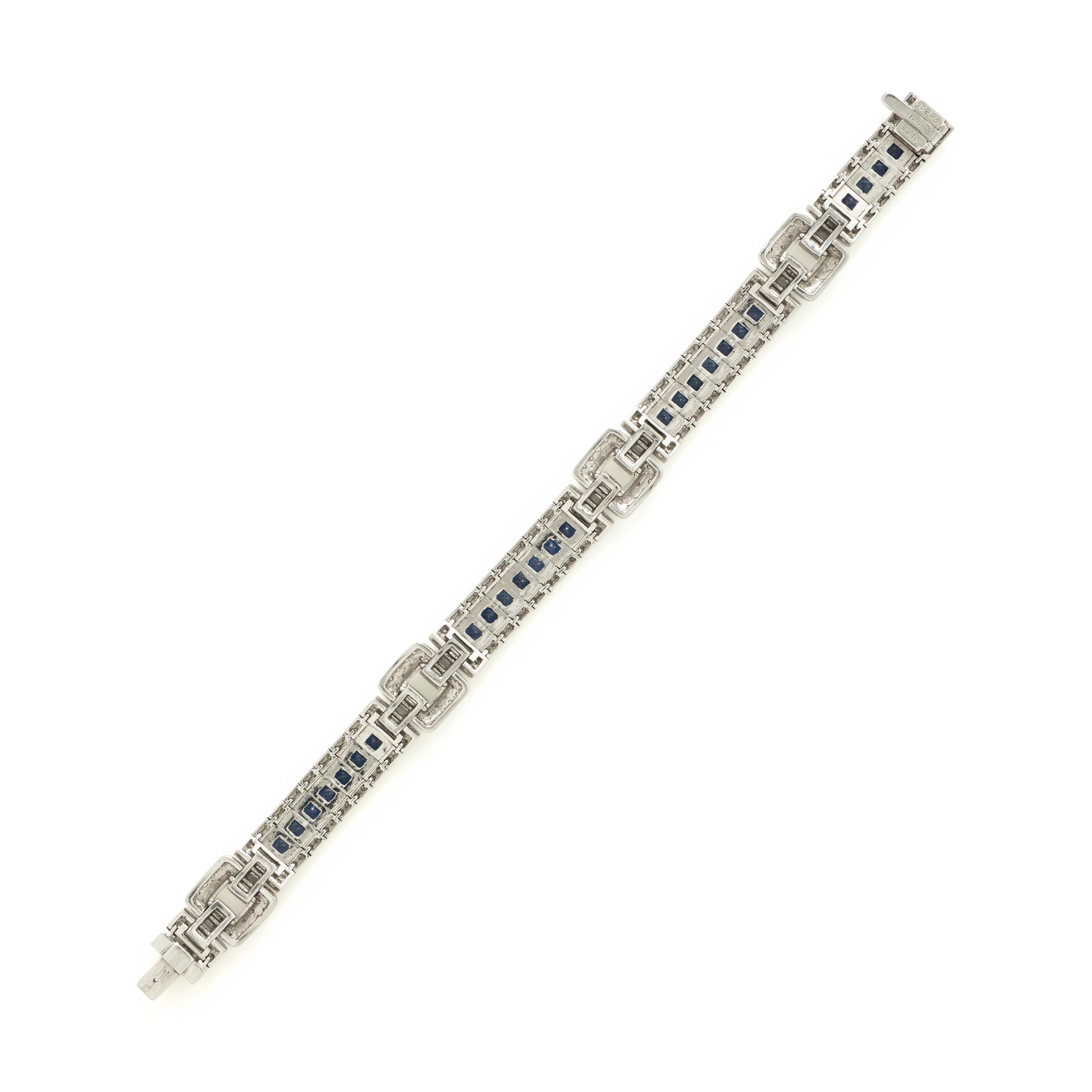 Sapphire, Diamond, and Platinum Bracelet