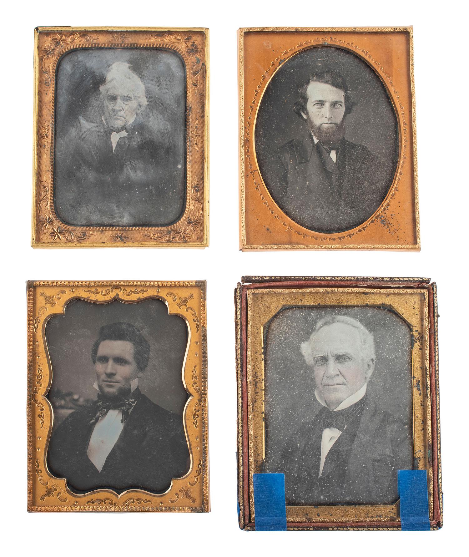 [EARLY PHOTOGRAPHY]. 13 half plate daguerreotypes of men of varying ages.