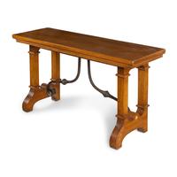 An Iron Mounted Oak Trestle Table