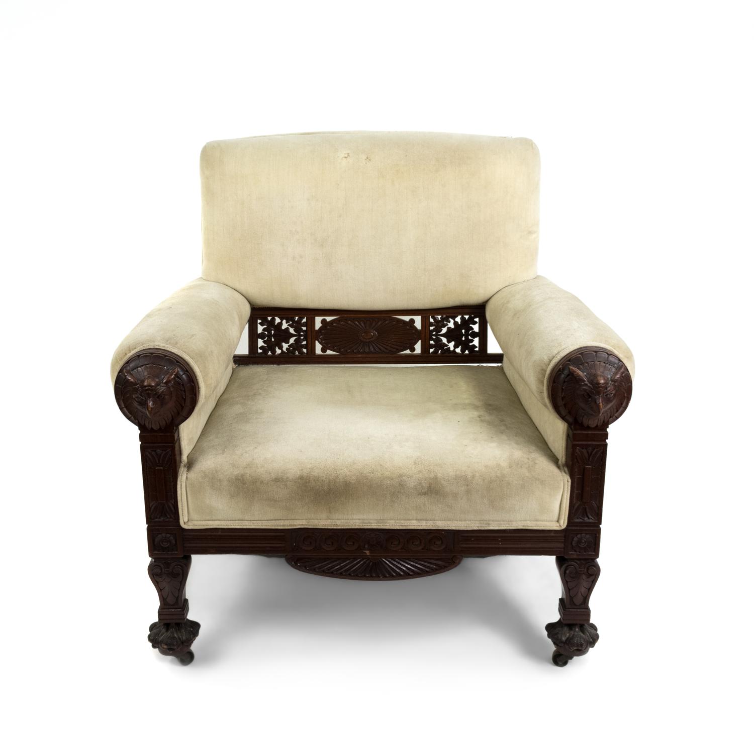 An American Aesthetic Carved Walnut Armchair