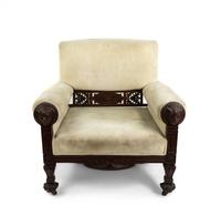 An American Aesthetic Carved Walnut Armchair