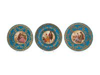 Three Sèvres Style Porcelain Plates