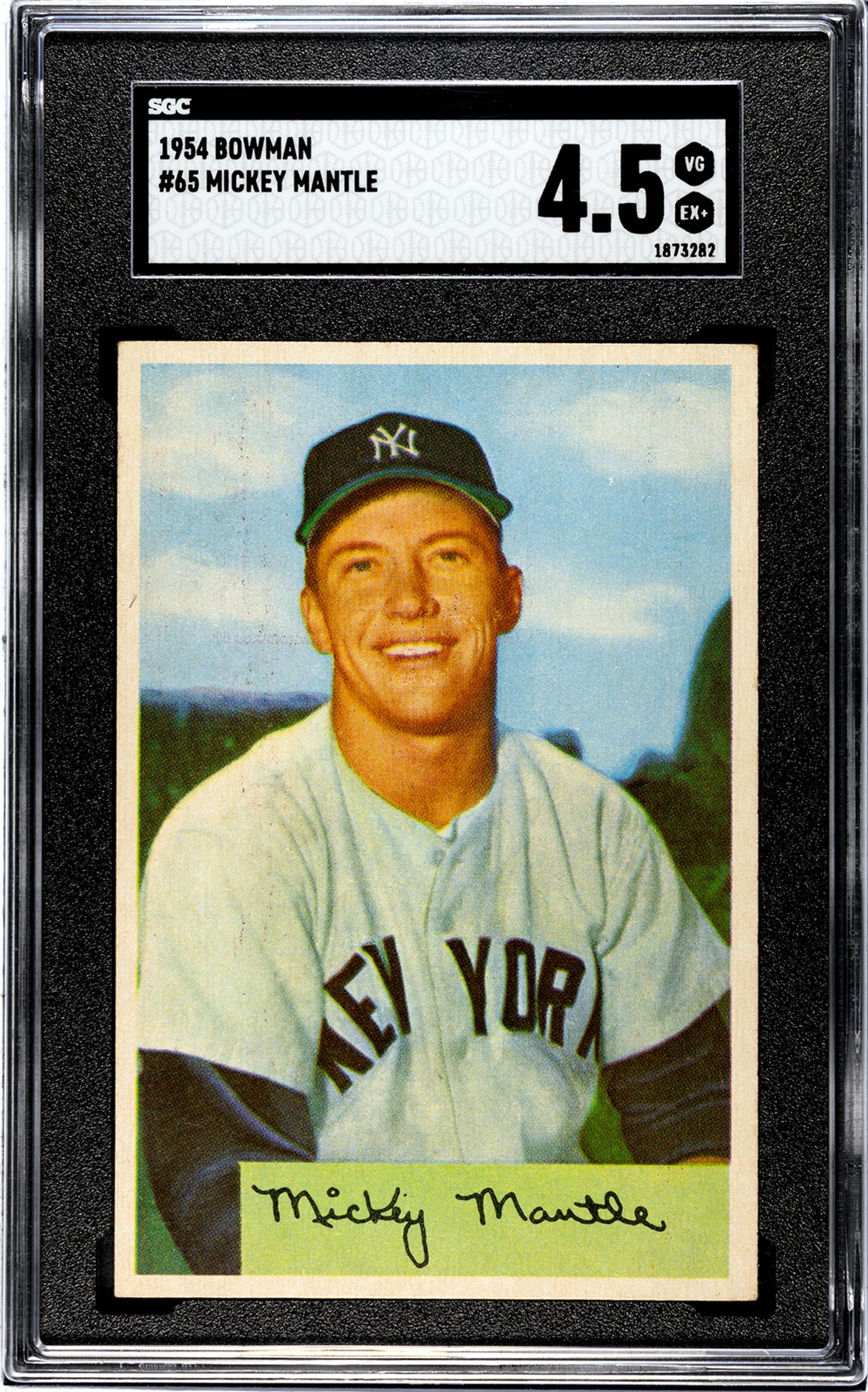 A 1954 Bowman Mickey Mantle Baseball Card No. 65 (SGC 4.5 VG-EX+)