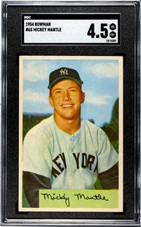 A 1954 Bowman Mickey Mantle Baseball Card No. 65 (SGC 4.5 VG-EX+)