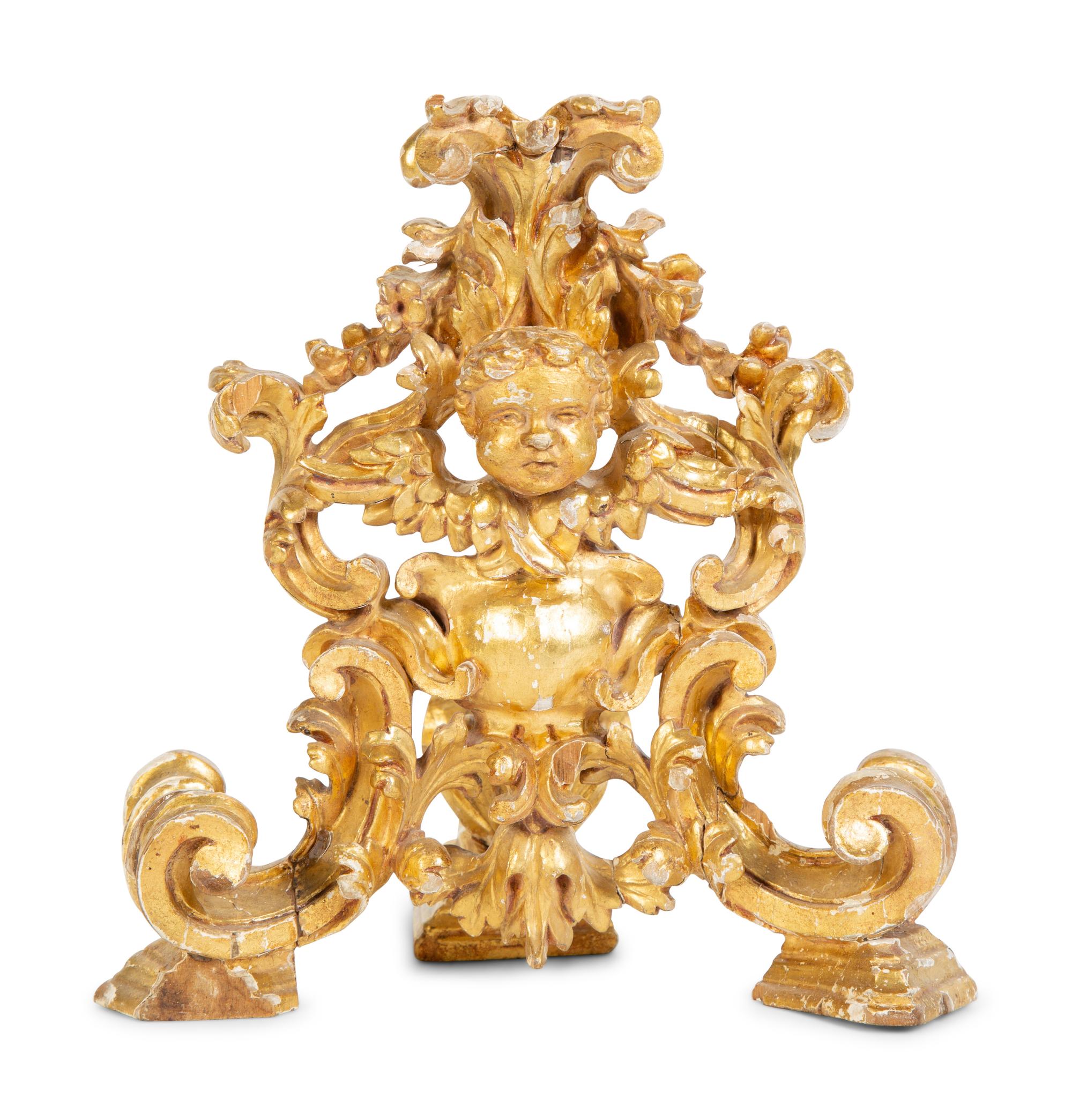 An Italian Giltwood Figural Pricket — 17TH CENTURY