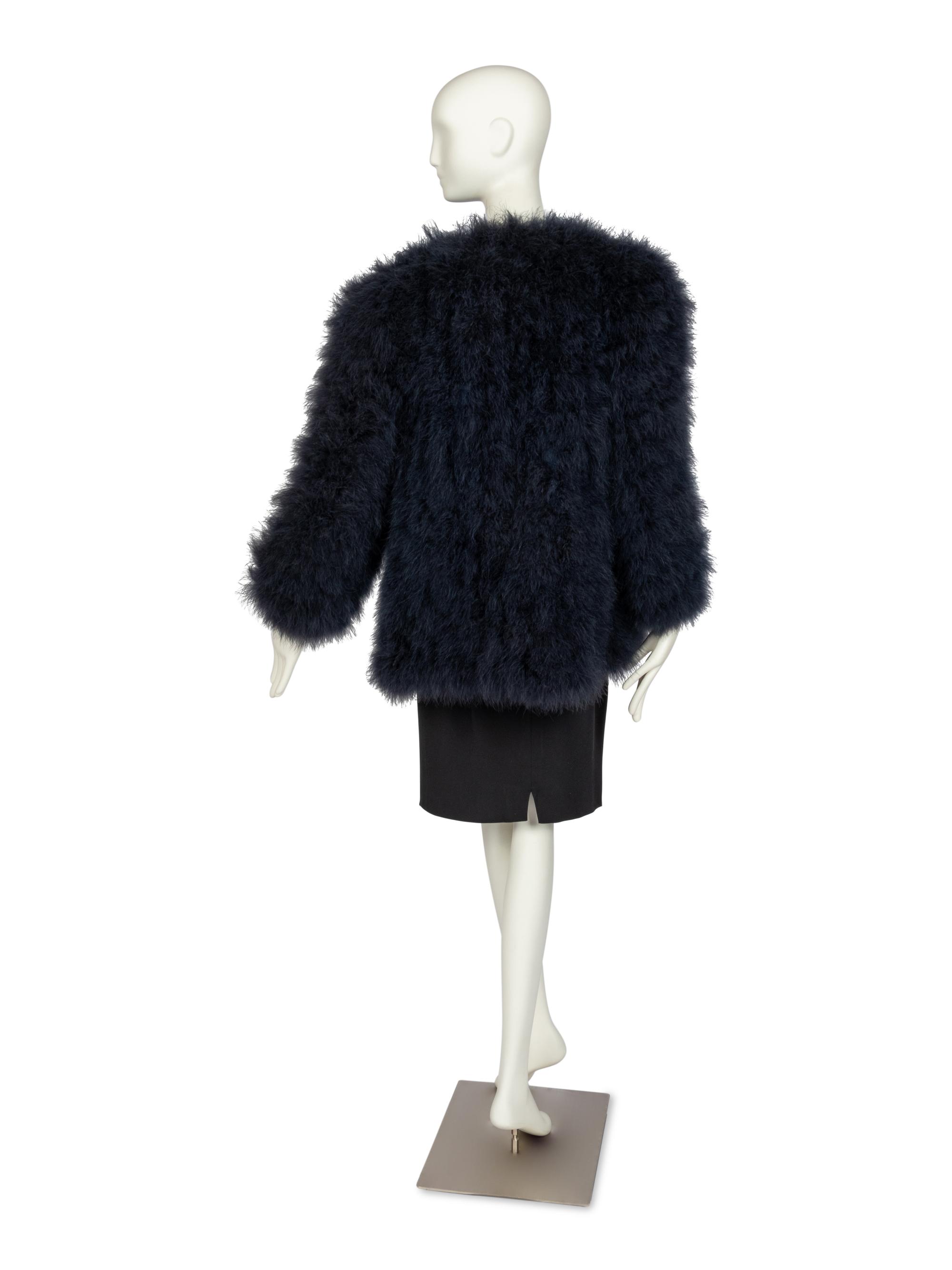 Saint Laurent Rive Gauche Blue Feather Jacket, 1970-80s