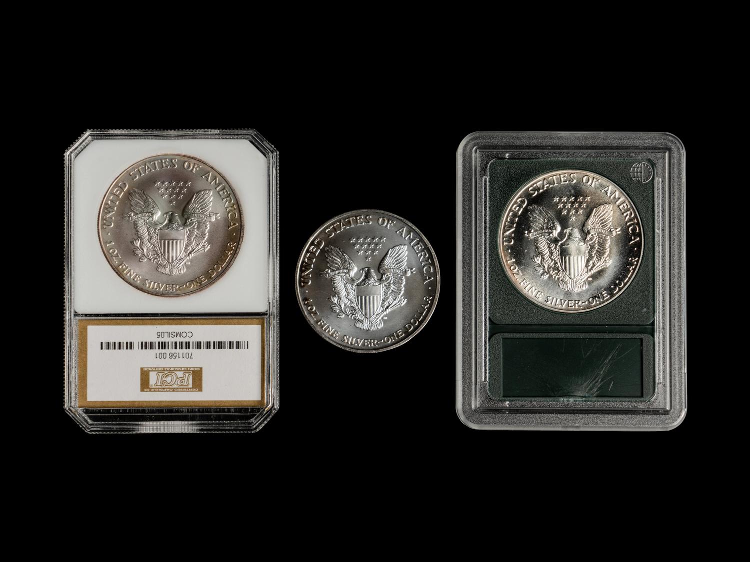 A Collection of Sixty-Eight Silver Eagle $1 Coins
