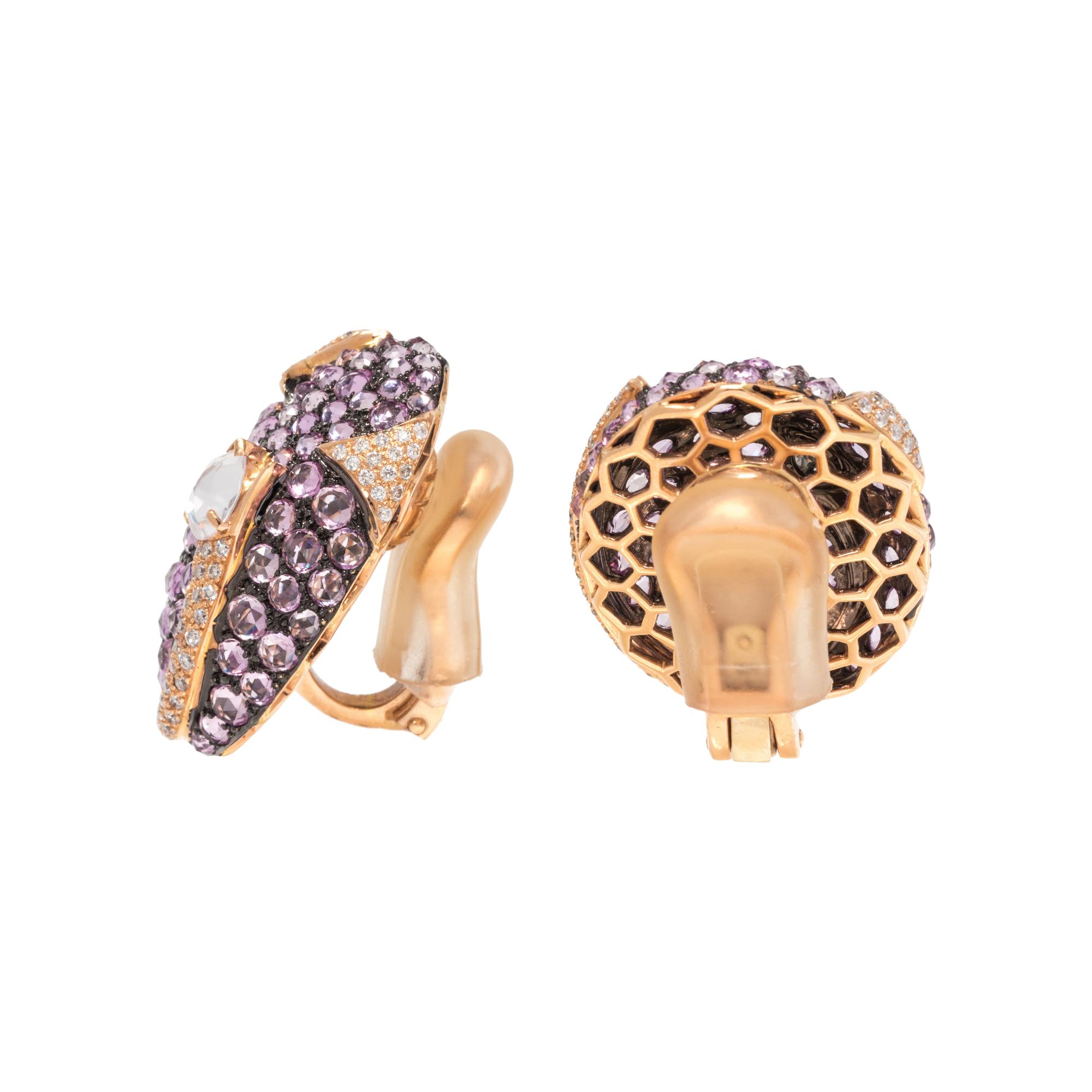DIAMOND AND PURPLE SAPPHIRE EARCLIPS