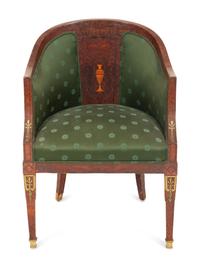 An Empire Style Burlwood Barrel-Back Armchair