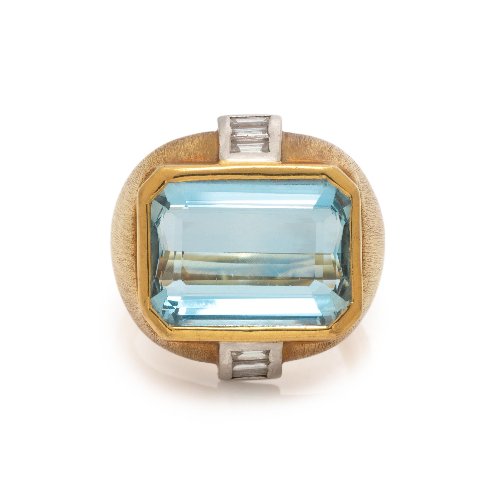 BORIS LEBEAU, AQUAMARINE AND DIAMOND RING