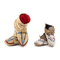 Cheyenne Child's Beaded Hide Moccasins