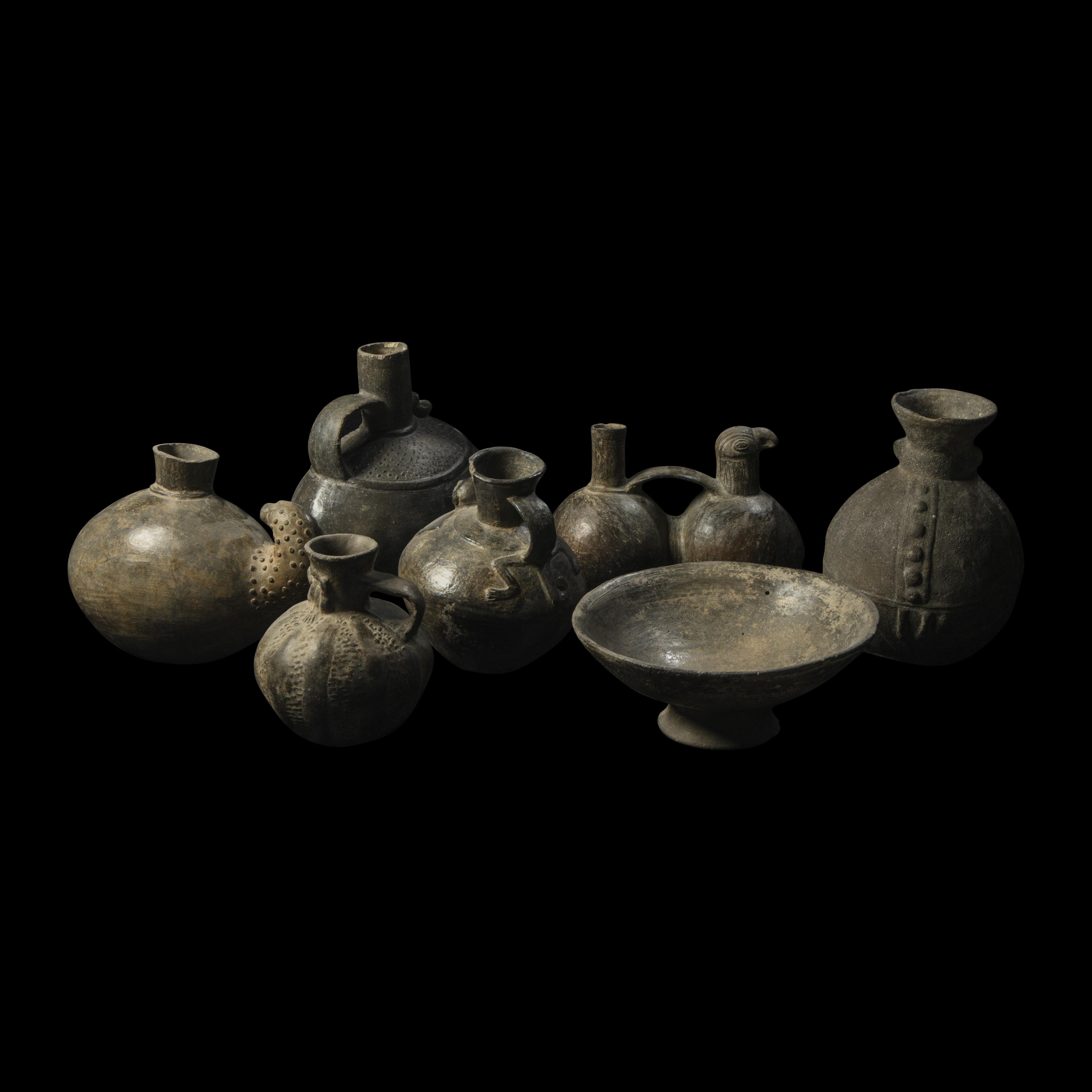 Seven Chimu Blackware Vessels