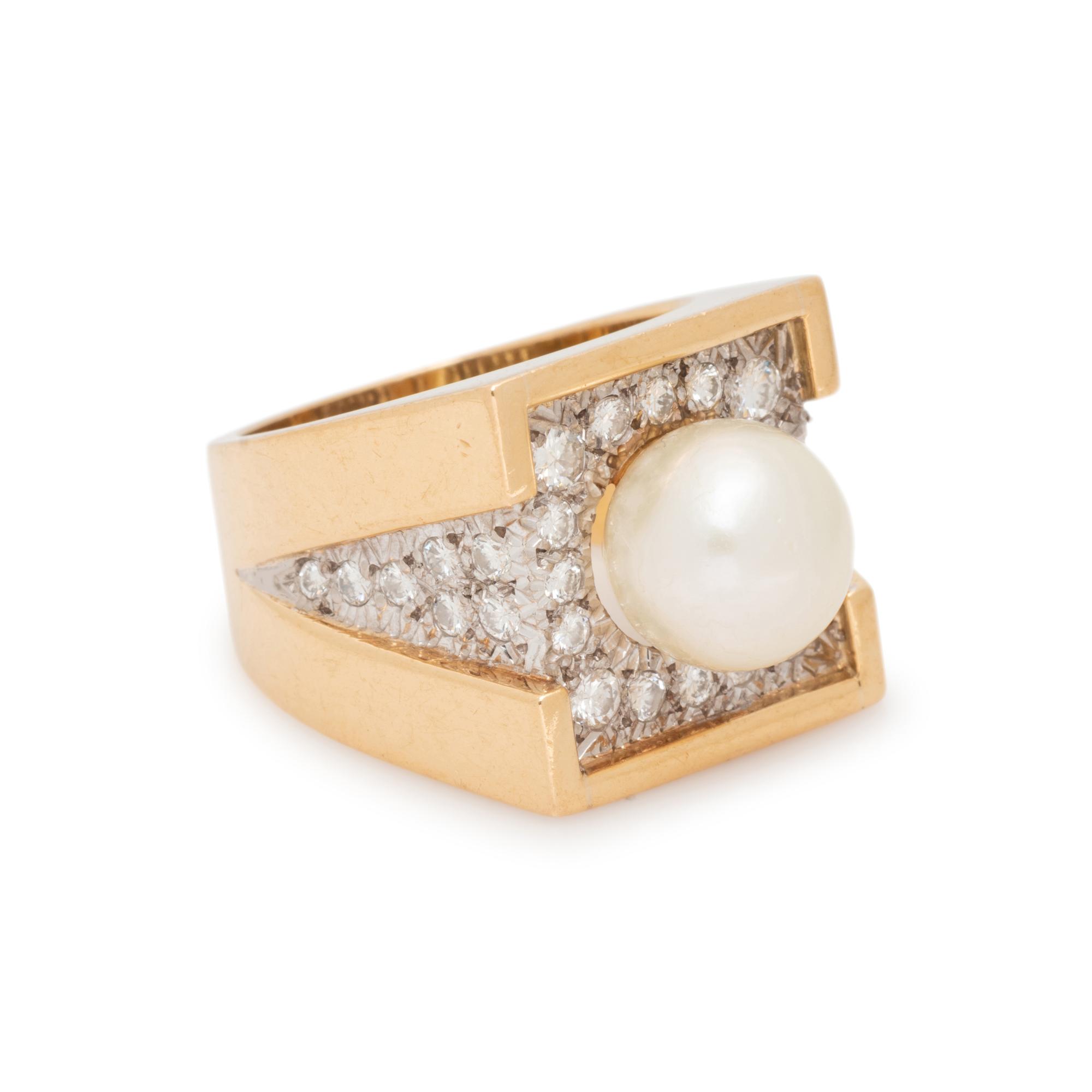 BICOLOR GOLD, CULTURED PEARL AND DIAMOND SET