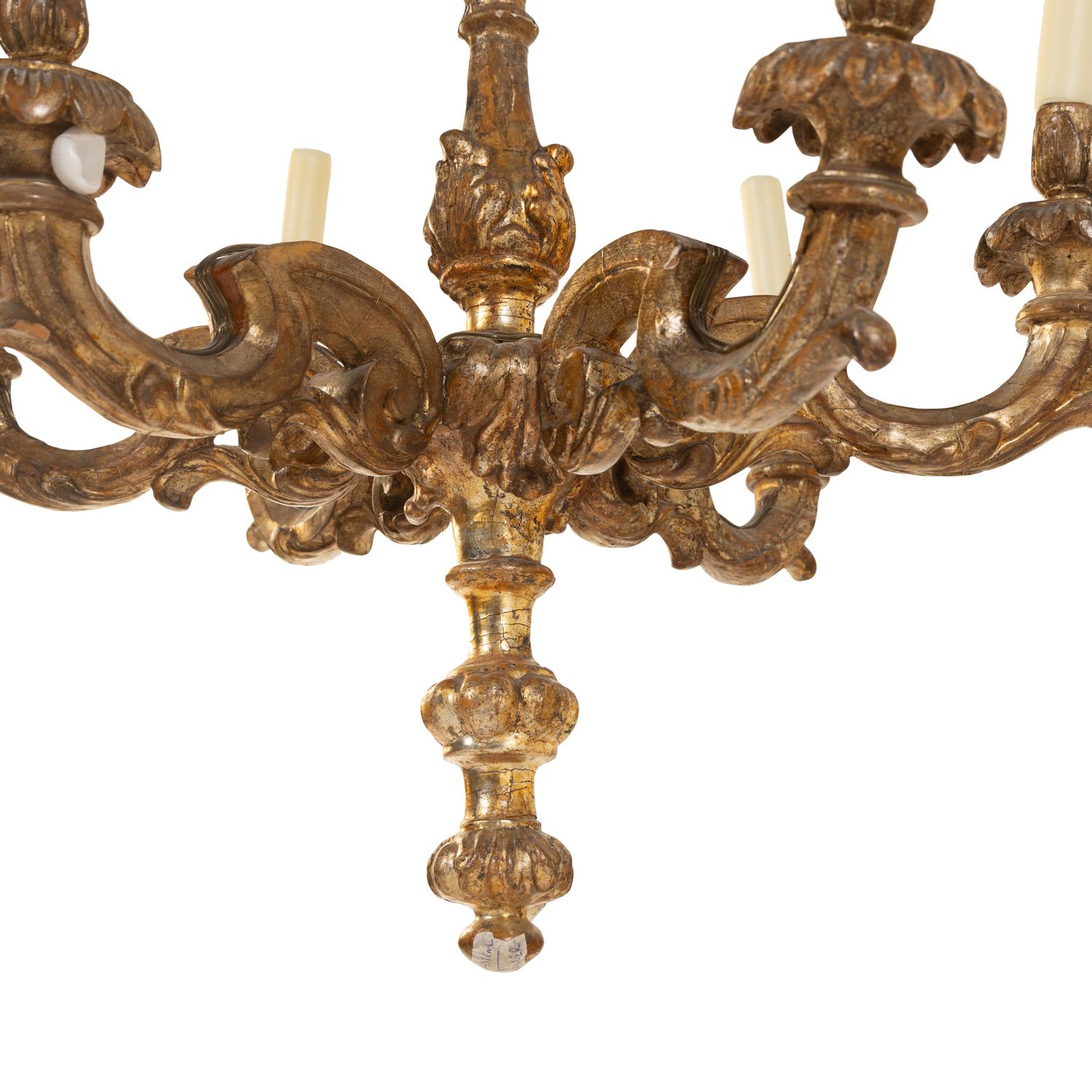 An Italian Giltwood Six-Light Chandelier
