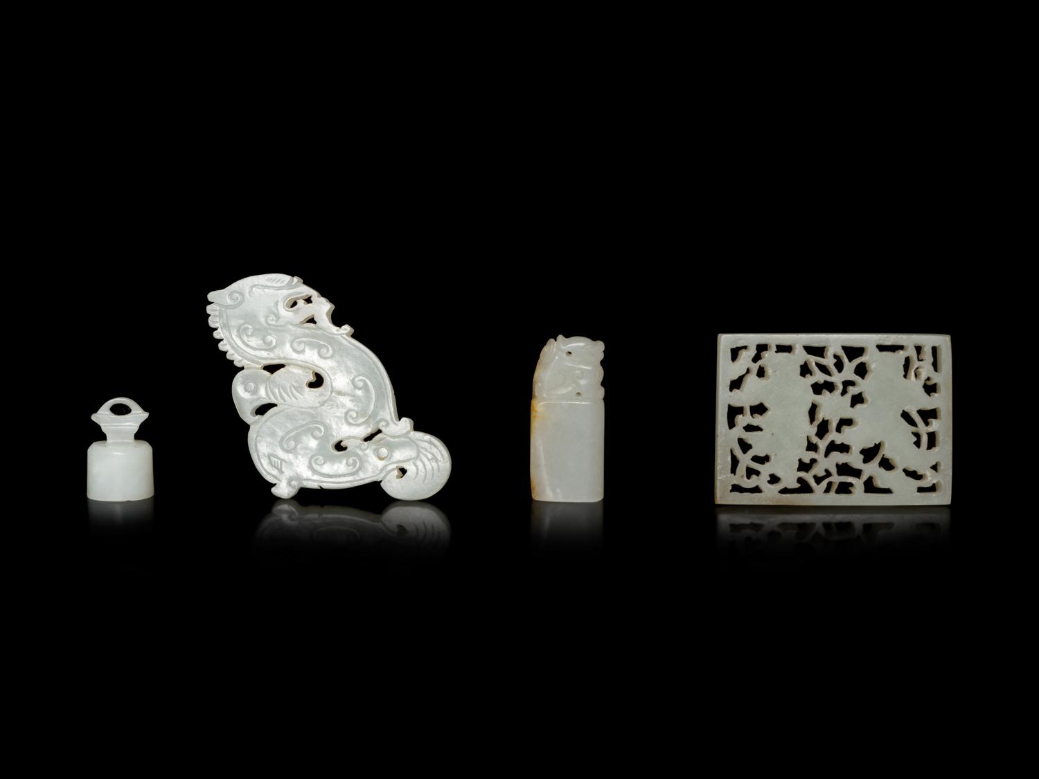 Six Chinese Celadon Jade Carvings