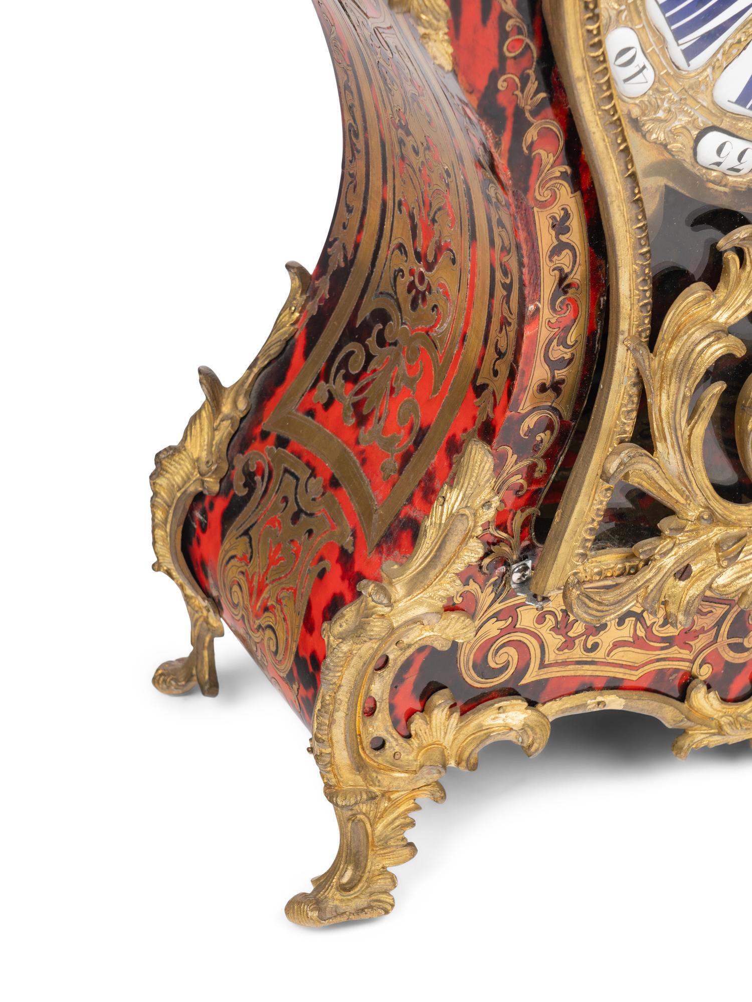 A Napoleon III Gilt Bronze and Boulle Marquetry Mantel Clock