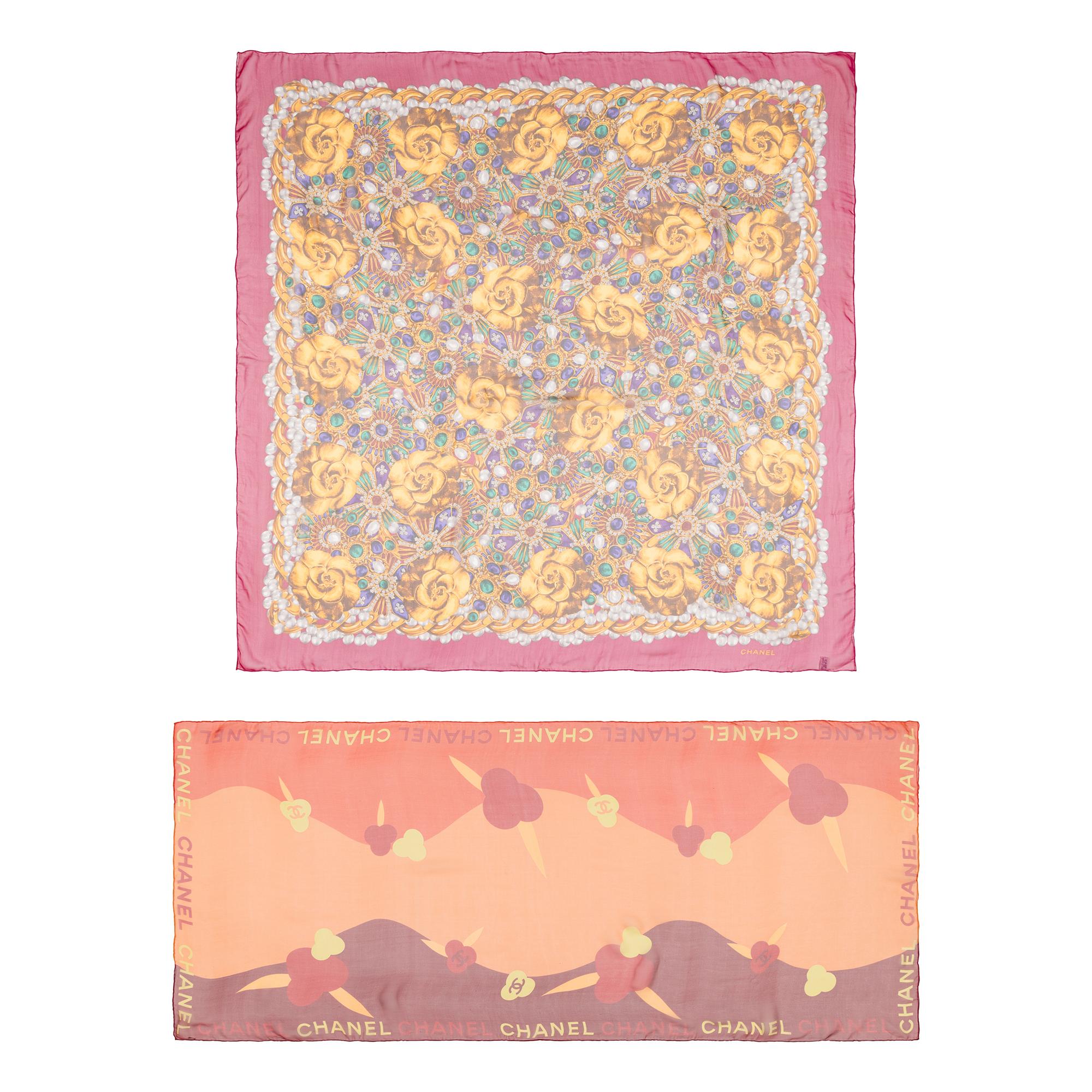 Chanel, Two Large Chiffon Scarves