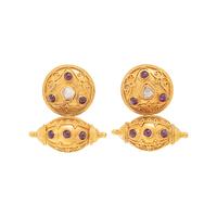 HIGH KARAT GOLD, RUBY AND DIAMOND EARRINGS