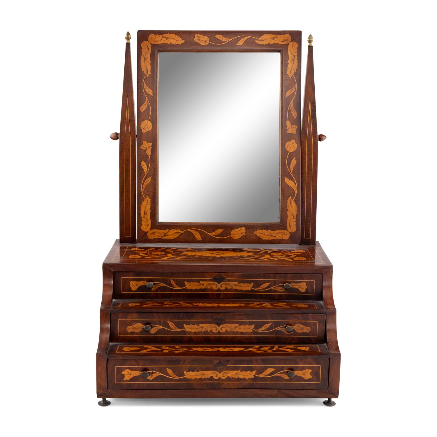 A Dutch Marquetry Dressing Mirror