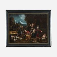 Attributed to the Master of the Twelve Apostles (Italian, Active C. 1520-1542) The Rest on the Flight Into Egypt with Saint Catherine of Alexandria