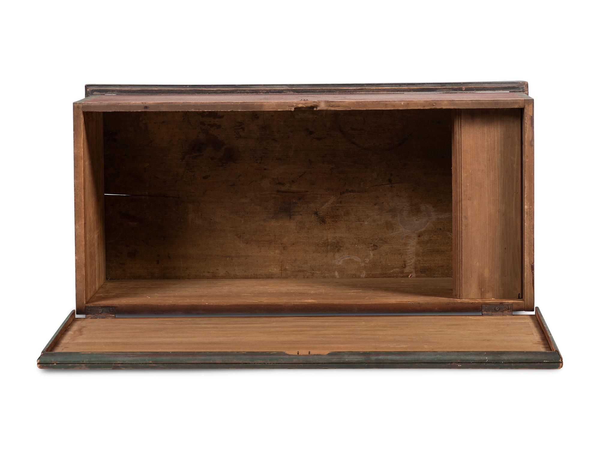 An Ohio Mennonite Red and Green Painted Stencil-Decorated Poplar Blanket Chest