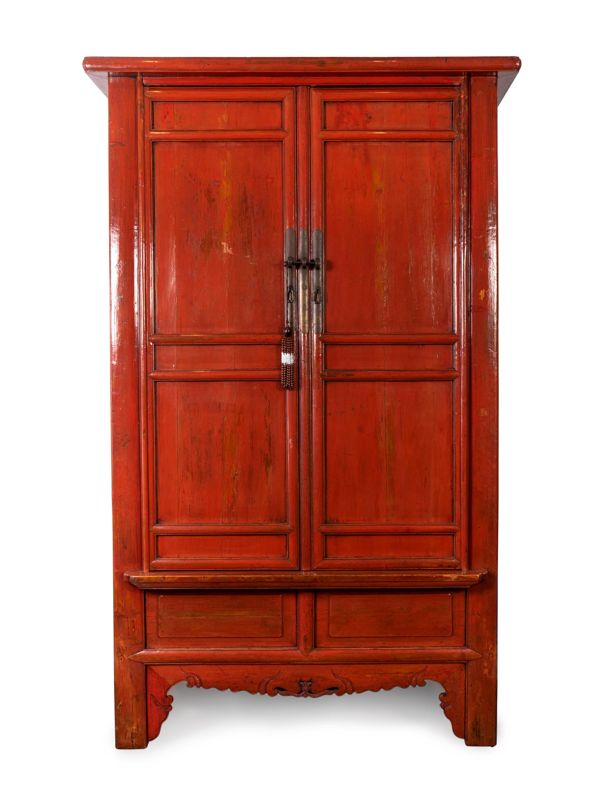 A Chinese Red-Lacquered Cabinet — 20TH CENTURY