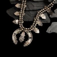 Navajo Silver and Turquoise Squash Blossom Necklace