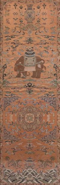 A Set of Four Chinese Embroidered Silk Wall Panels Each 59 1/2 x 19 1/2 inches. — LATE QING DYNASTY