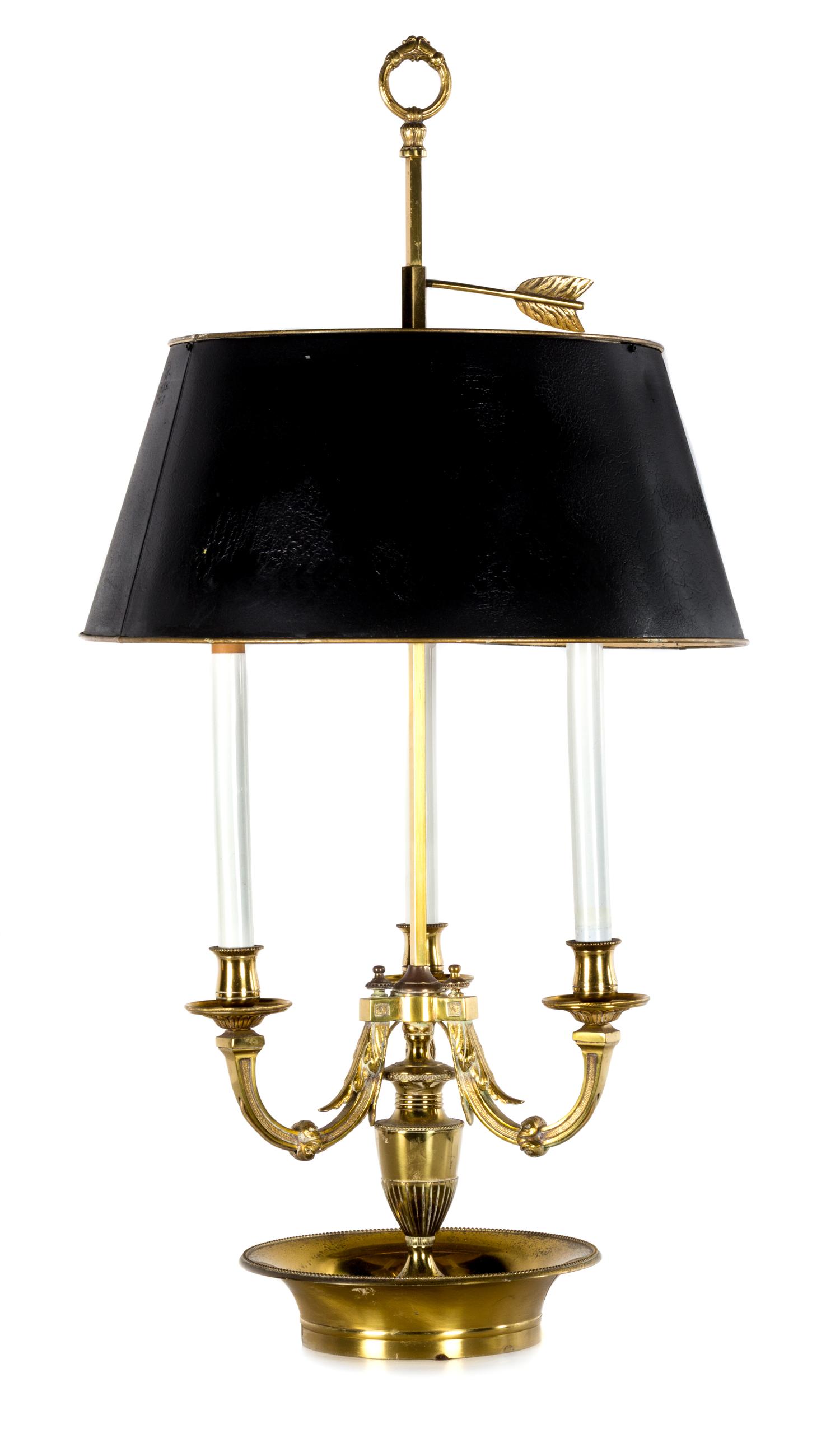 A Louis XVI Style Brass Bouillotte Lamp Height 32 inches. — 19TH/20TH CENTURY