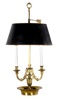 A Louis XVI Style Brass Bouillotte Lamp Height 32 inches. — 19TH/20TH CENTURY