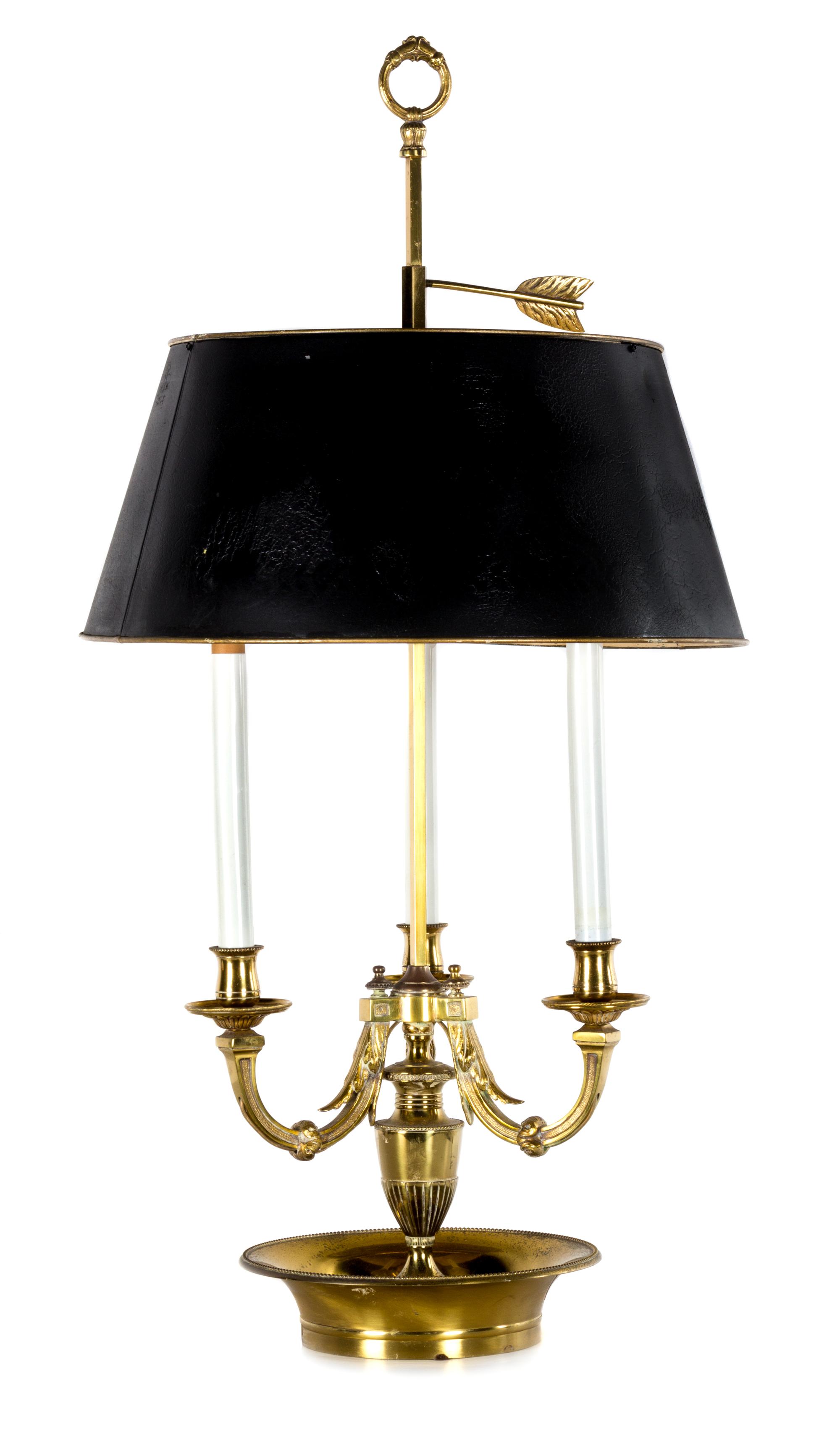 A Louis XVI Style Brass Bouillotte Lamp Height 32 inches. — 19TH/20TH CENTURY