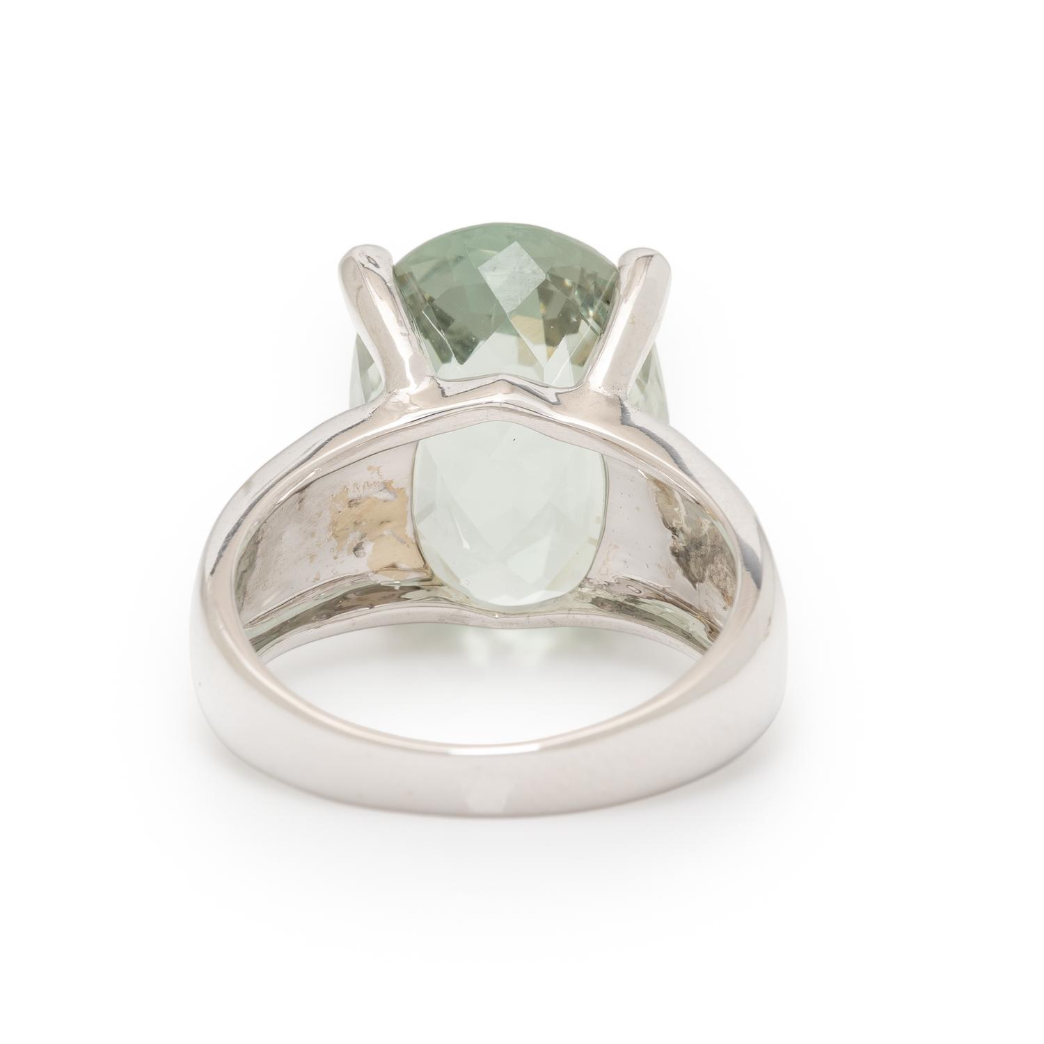 PRASIOLITE QUARTZ AND DIAMOND RING