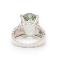 PRASIOLITE QUARTZ AND DIAMOND RING