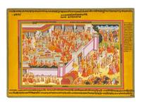 An Indian Painting of Royal Feast and Procession, Rajashthan, 19th Century