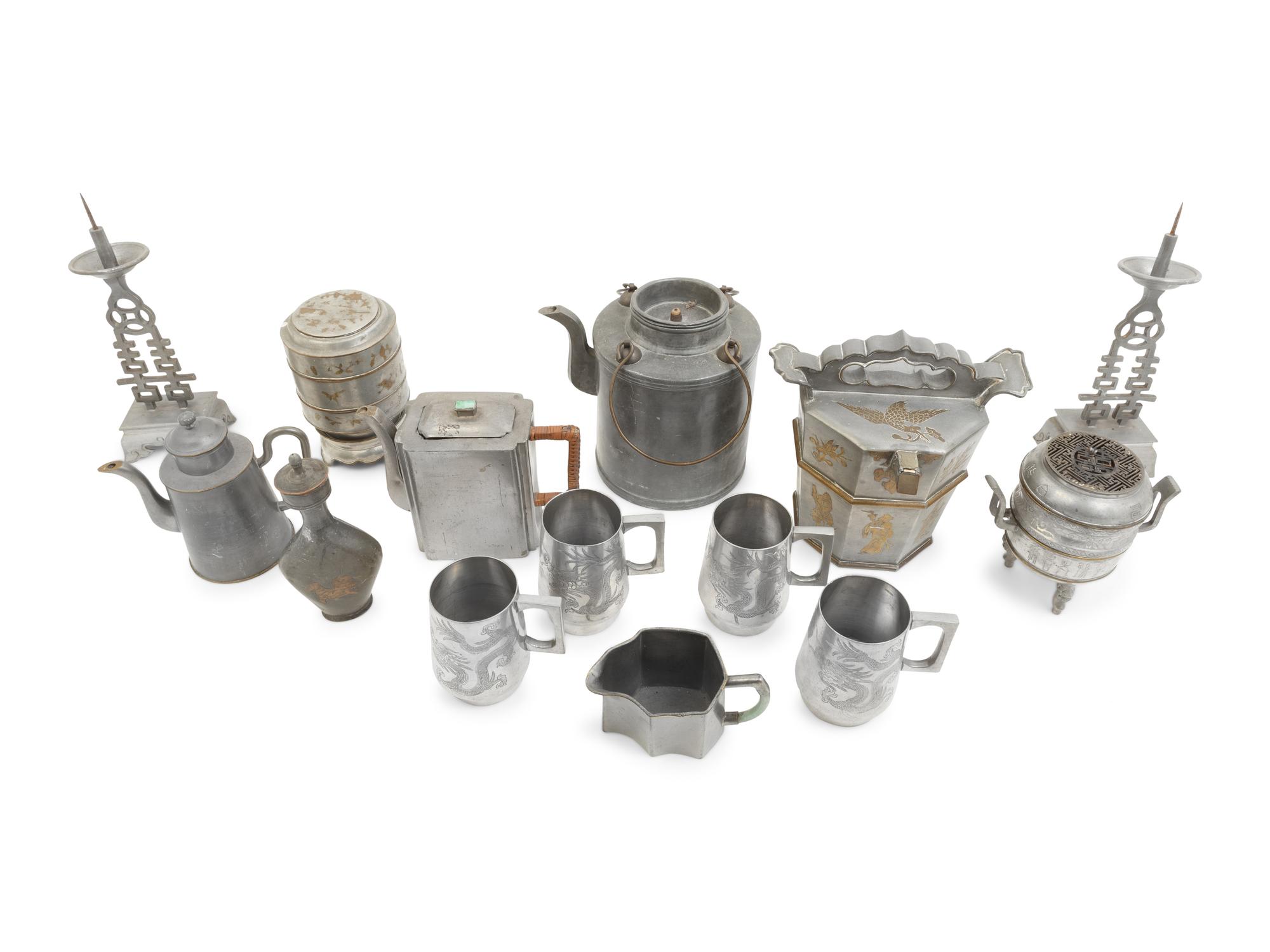 14 Chinese Pewter Wares