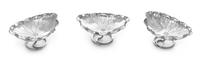 A Set of Three Chinese Export Silver Salts, Wang Hing & Co., Hong Kong, each in the form of a lily pad.