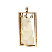 JADE, DIAMOND, AND YELLOW GOLD PENDANT