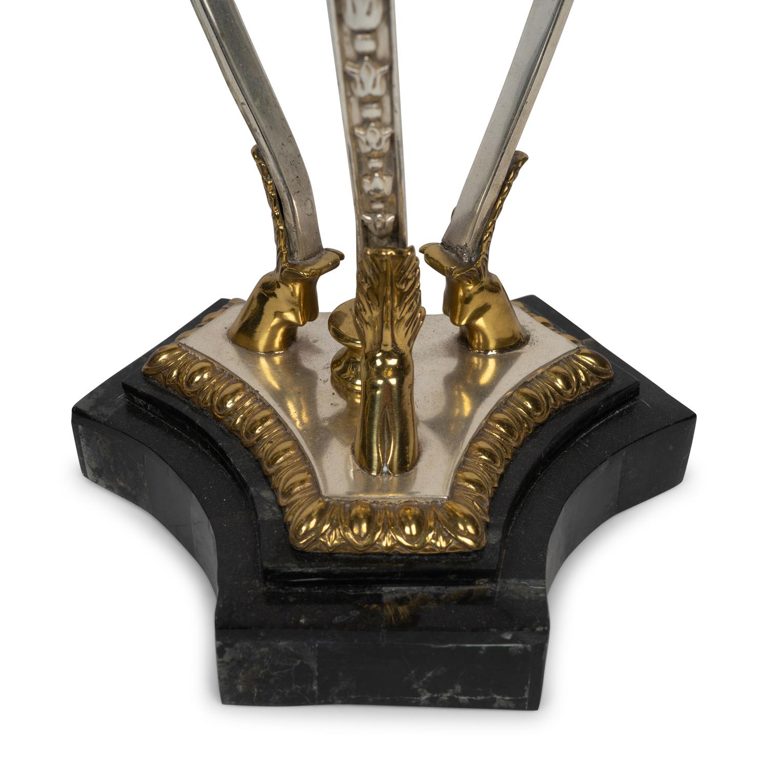 A Pair of Neoclassical Style Silvered and Gilt Metal Lamps — FIRST HALF 20TH CENTURY