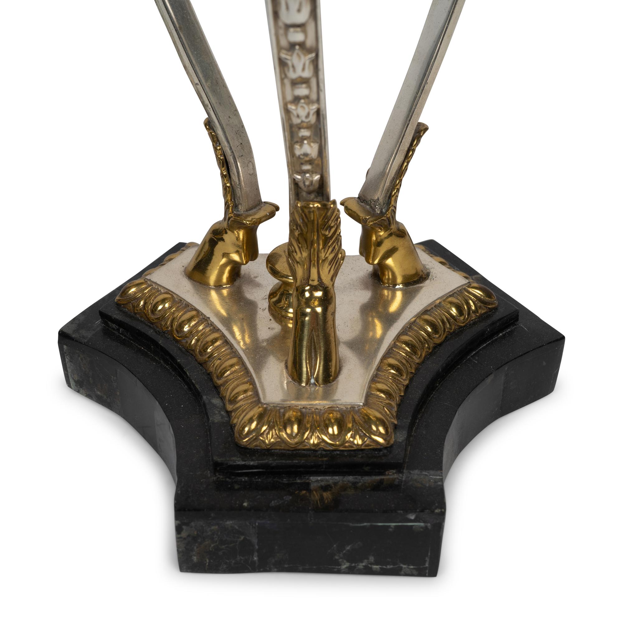 A Pair of Neoclassical Style Silvered and Gilt Metal Lamps — FIRST HALF 20TH CENTURY