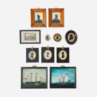 An assorted collection of eleven silhouettes and framed works; Various artists, 19th / 20th century