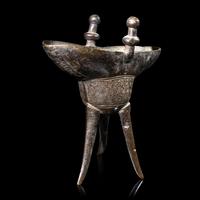 A Chinese Bronze Jue Vessel, Ming Dynasty, Zhengde Period 明正德 青銅爵