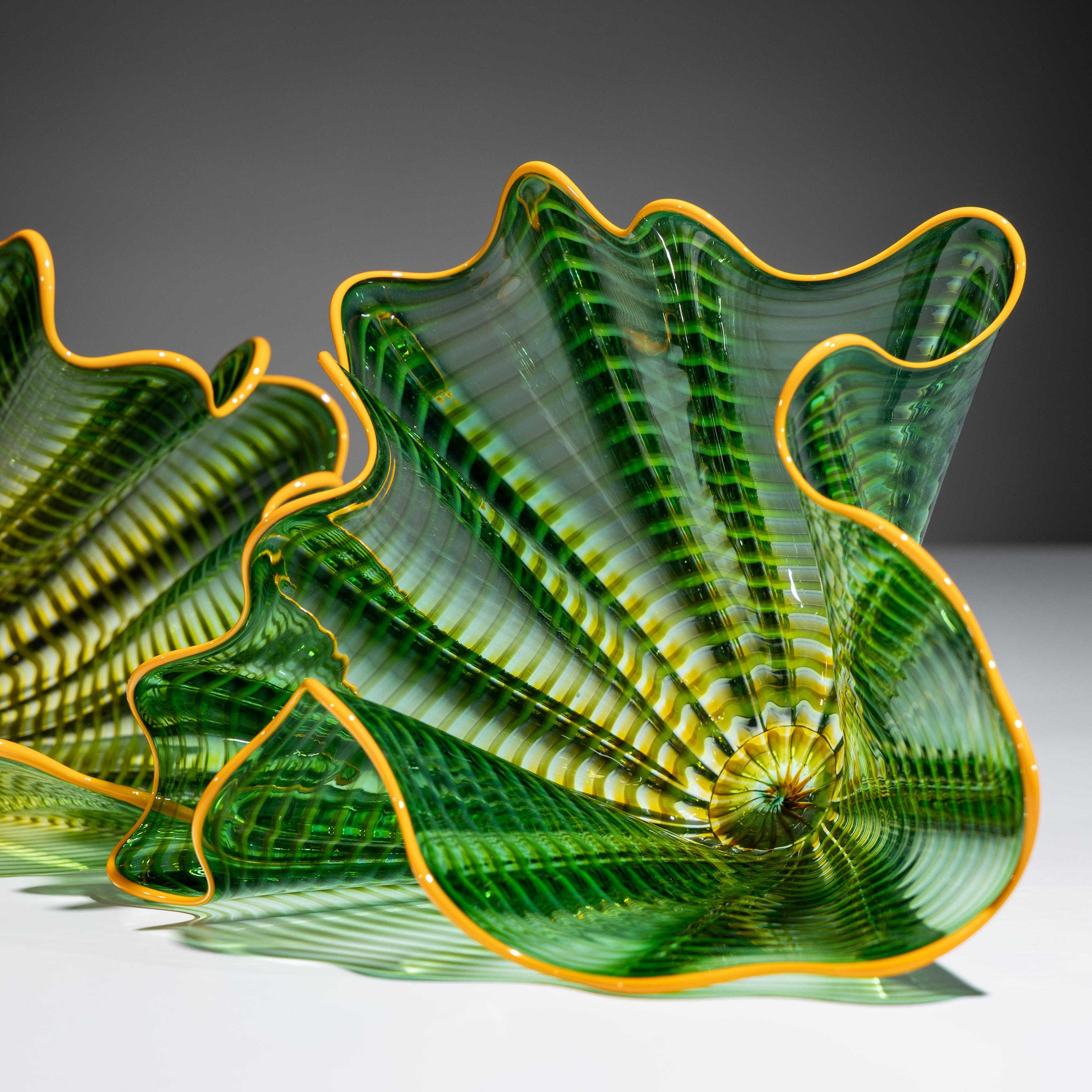 Dale Chihuly (American, b. 1941) — Green Persian set with Yellow Lip Wrap, 2018