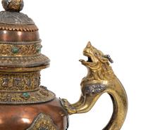 Two Chased Brass and Copper Vessels
