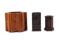 Three Chinese Lacquered Brush Pots, Bitong