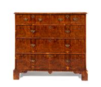 A George II Burl Walnut Chest of Drawers