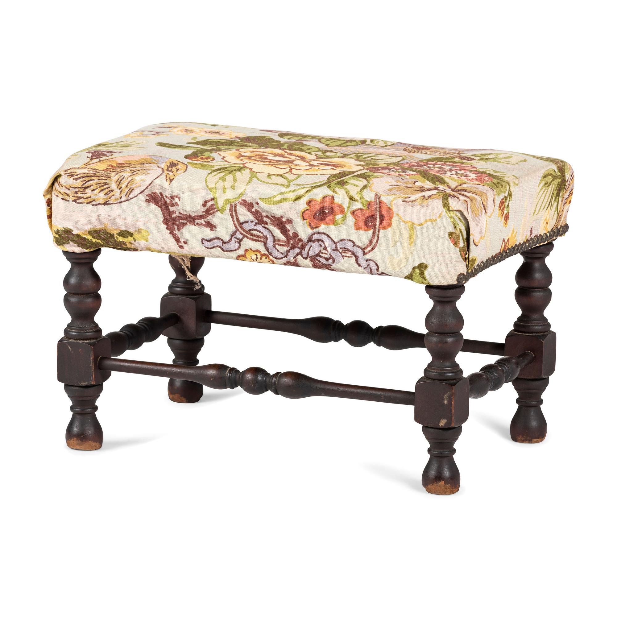 A William and Mary Block Turned Walnut Footstool