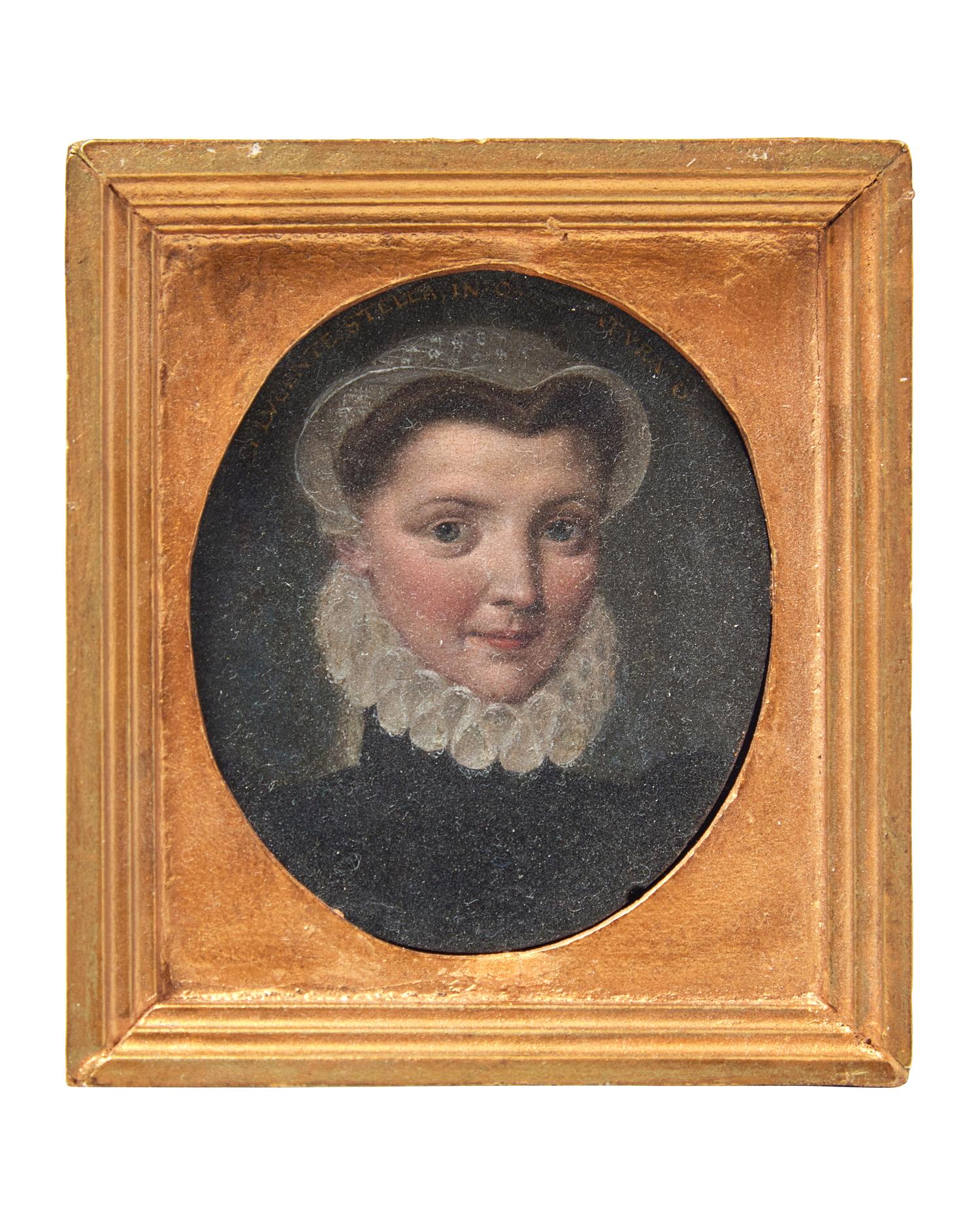 French School 16th / 17th Century, A Portrait Miniature Of A Young Lady In Black With White Cap And High Ruff