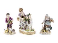 Three Meissen Porcelain Figural Groups